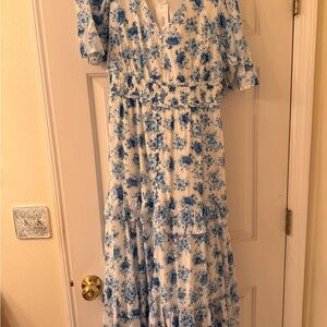 Baltic Born Blue and White Floral Maxi Dress